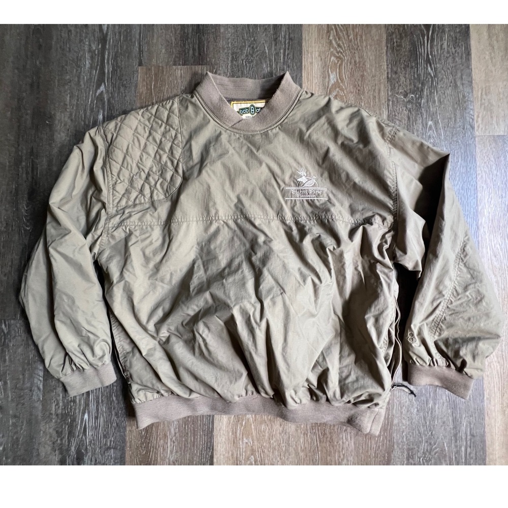 Bob Allen Shooting Pullover Men Large Tan Quilted Shoulder Patch Burnt Pine Logo